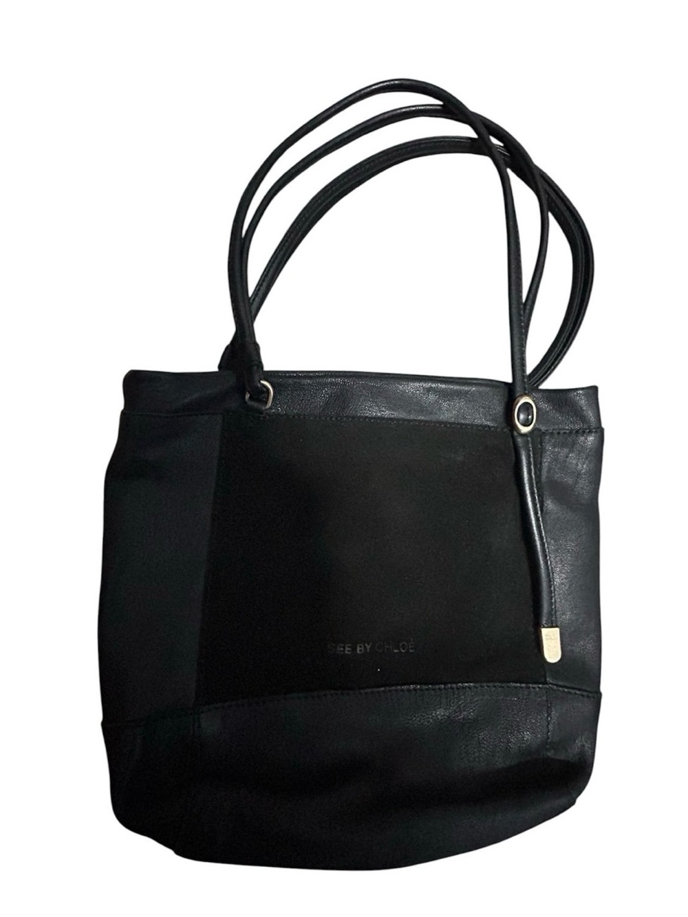 See By Chloe Black Leather & Suede Shoulder Tote